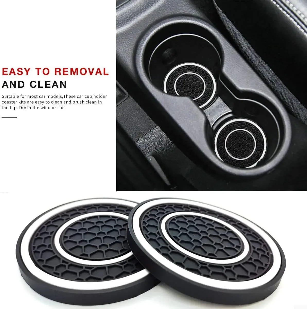 Anti Slip Car Cup Holder Coaster 2-Piece