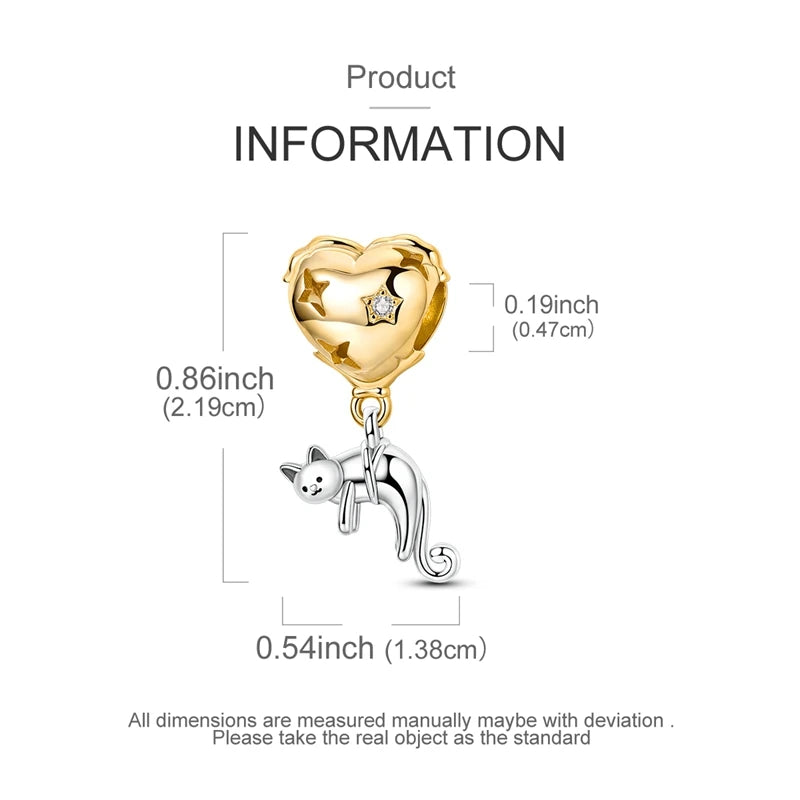 925 Sterling Silver Gold Plated Charms Bead Plane Bow Cross Cat Dangle Fit Original additional angle