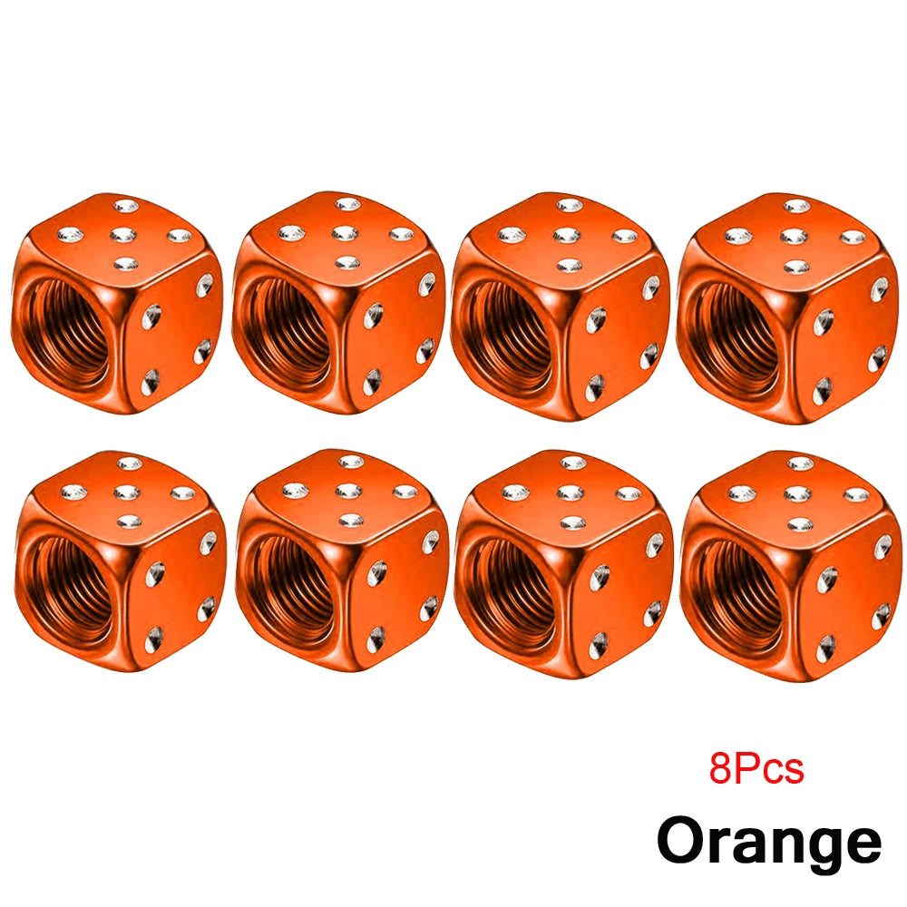 AUTCOAT Aluminum Tire Valve Caps | Dice Wheel Stem Dust Cover for Car Truck Motorcycle B detail view