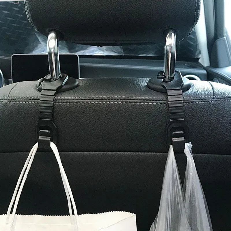 Car Headrest Hanger Hook for Bag Pouch Clothes Storage close-up view