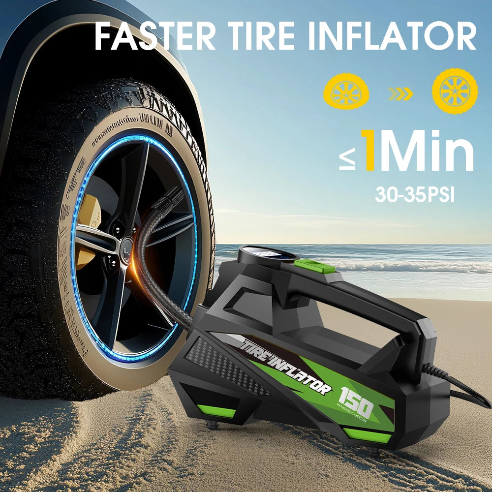Carsun Digital Tire Inflator | Portable Air Compressor with LED for Car & Motorcycle 150Psi