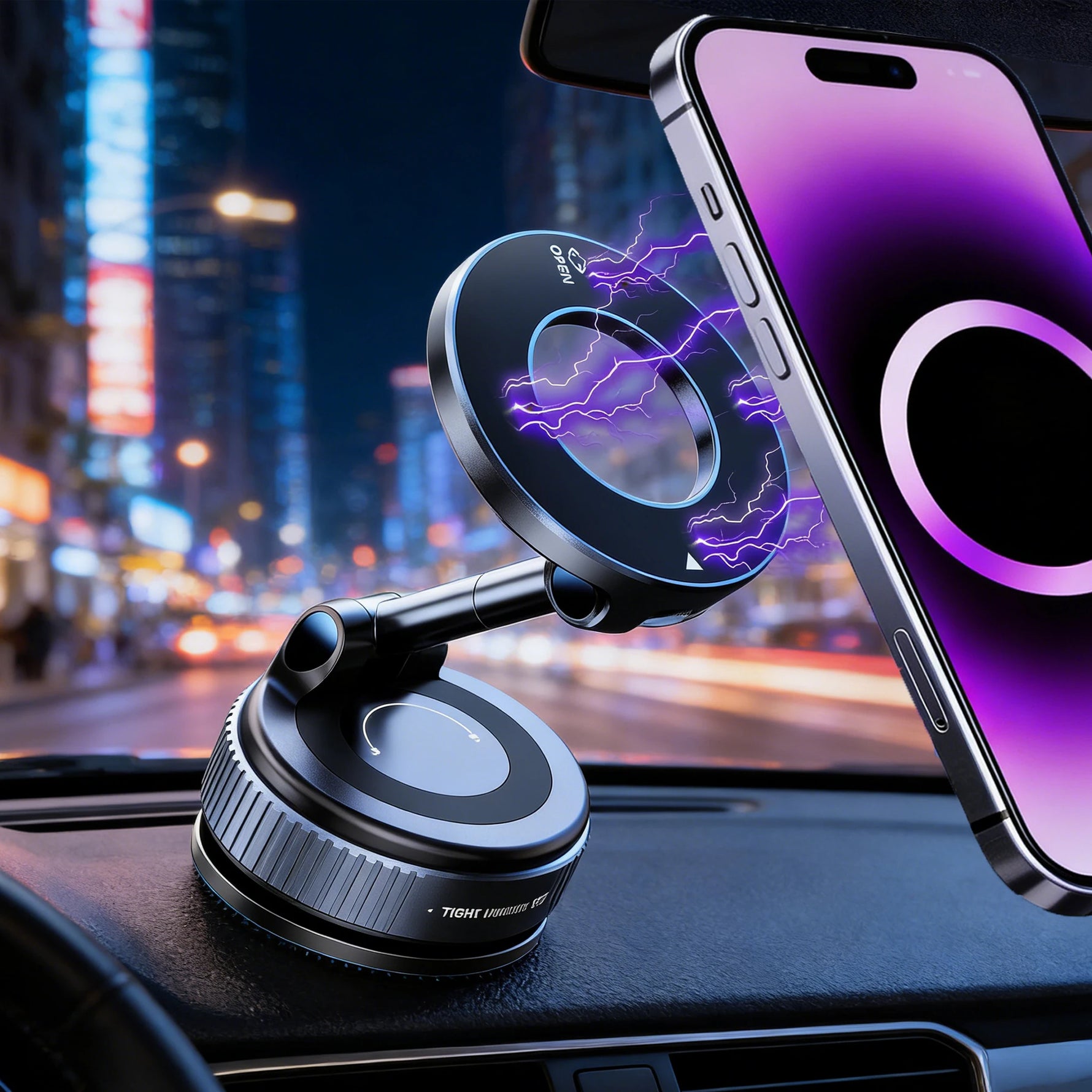 Strong Magnetic Car Phone Holder | Foldable 360 Vacuum Suction Mount