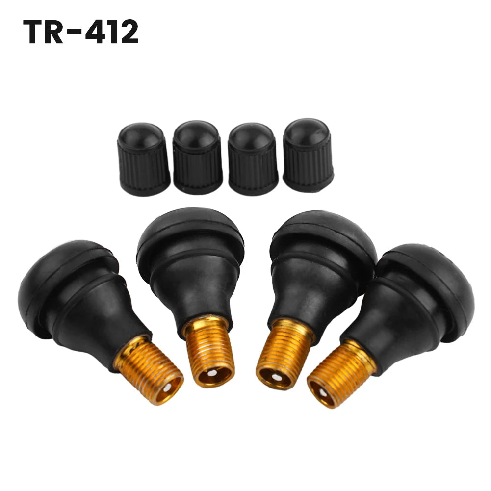 TR412 Snap-in Car Tubeless Tyre Valve Stems | 4 Pack Rubber Copper Vacuum Tire Air Valve