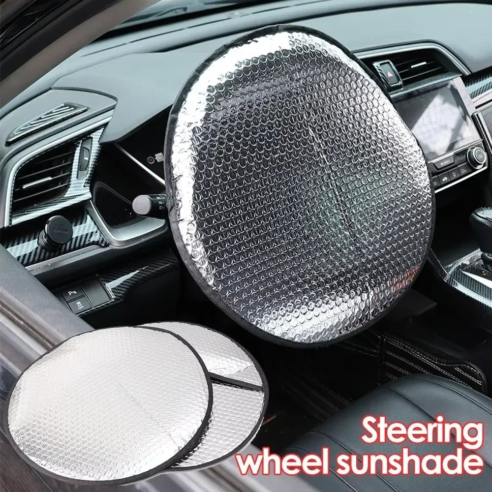 Foldable Steering Wheel Cover Sun Shade Silver alternate view