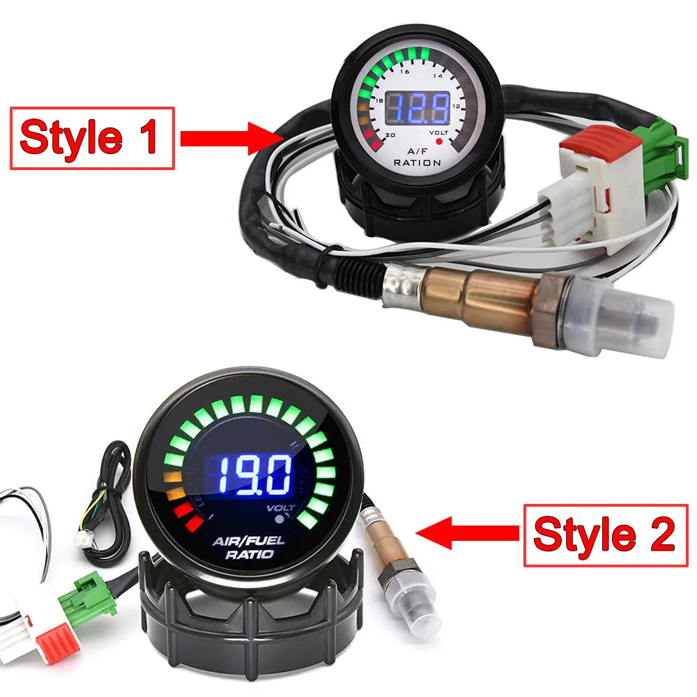 52mm Digital Air Fuel Ratio Gauge Car Gauge AFR 2 in 1 Voltmeter for 12V Vehicles alternate view