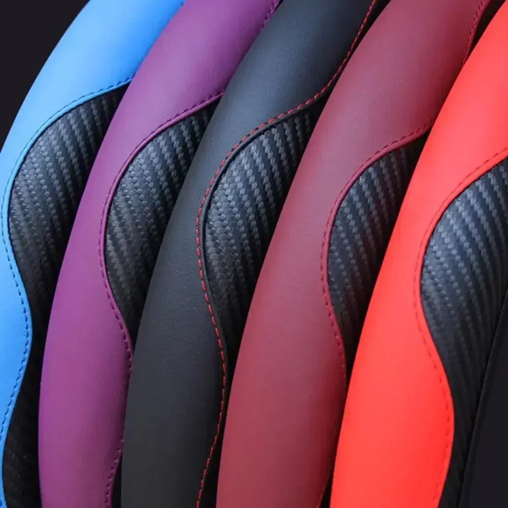 Car Steering Wheel Cover Breathable Anti Slip PU Leather Steering Covers Suitable 37-38c detail view