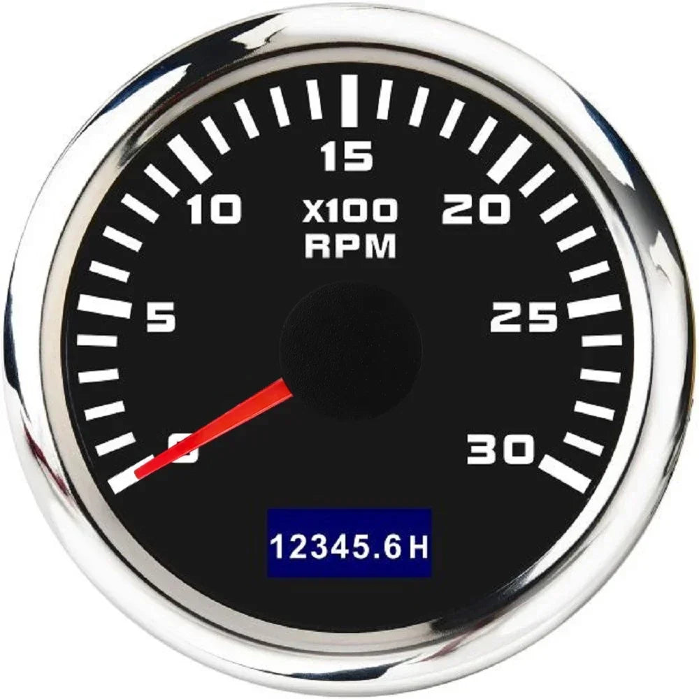 52mm Tachometer with Hourmeter | 7 Color Backlight RPM Gauge for Car Boat detail view