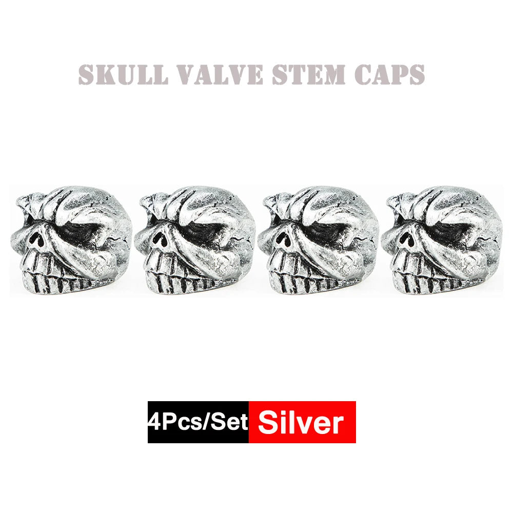 DSYCAR 4Pcs Skull Tire Valve Caps | Universal Dustproof Stem Caps detail view