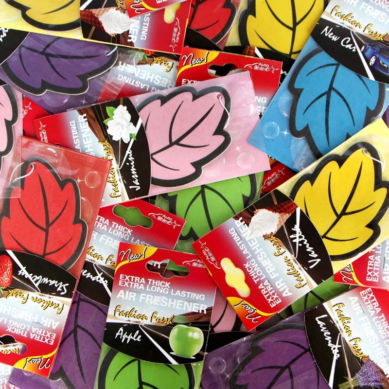 Car Air Freshener Natural Scented Tea Paper Auto Hanging Leaf Shape One-piece Car Decoration Perfume Tablets Freshener 48PCS
