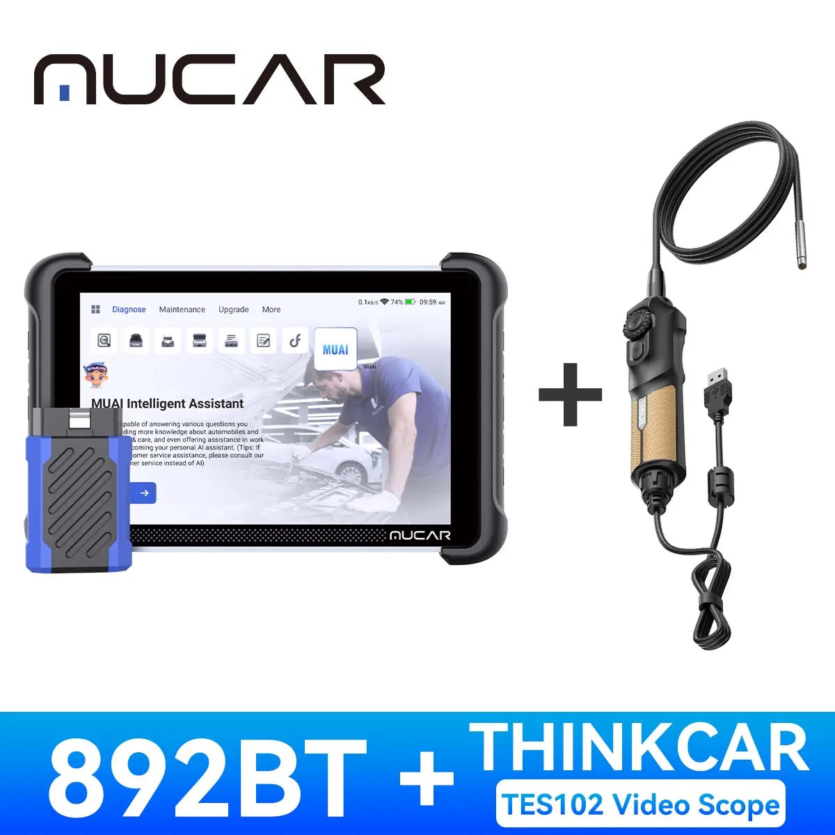 MUCAR 892BT AI Function Car OBD2 Diagnostic Tool 35 Reset ECU Coding Bi-directional Lifetime Free Full System Diagnosis 35 Reset