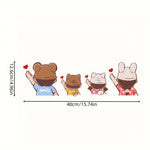 Cartoon cute family heart-shaped parent-child car decal, personalized creative rear additional angle