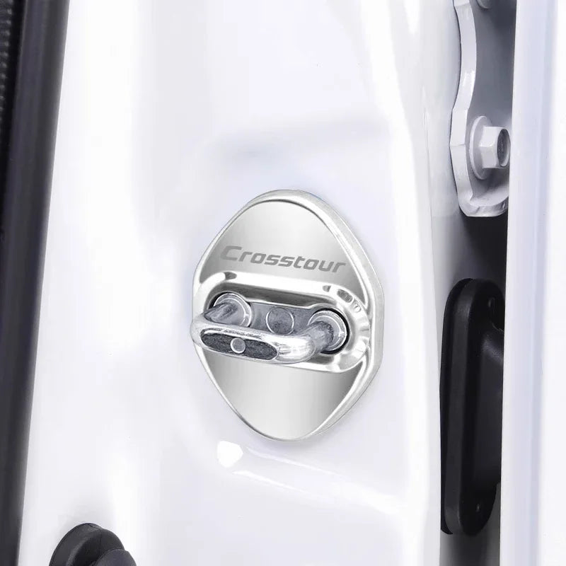 4PCS Stainless Steel Car Door Lock Cover Anti Rust Protective Buckle Sticker Decals Fo close-up view