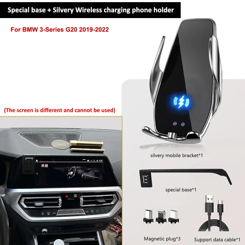 Car Phone Holder For BMW 3 Series 320 330 340 G20 2019-2022 Dedicated Infotainment Screen Wireless Charging Smartphone Holder