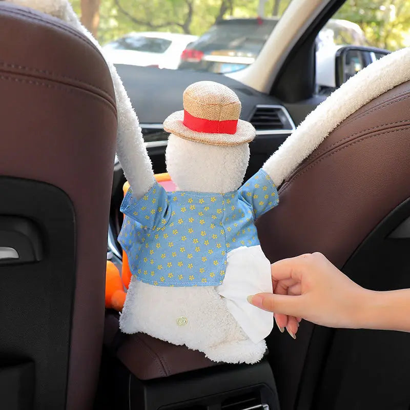 Car Trash Can Tissue Box Two-in-one Car Hanging Storage Bucket Cute Cartoon Car Storag close-up view