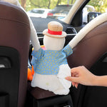 Car Trash Can Tissue Box Two-in-one Car Hanging Storage Bucket Cute Cartoon Car Storag close-up view
