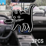 Black Cat with a Knife Car Fragrance Tablet | Lavender Scented Air Freshener & Decoratio detail view