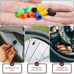 10pcs Plastic Tire Valve Caps | Universal Dust Covers for Cars Trucks Motorcycles SUVs close-up view