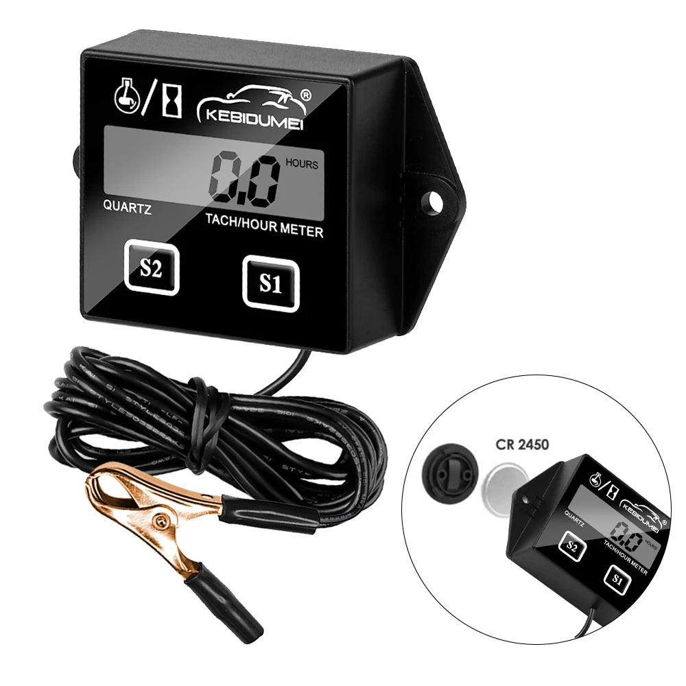 Digital Motor Speedmeter Engine Hour Meter Tachometer | LCD RPM Gauge for Gasoline 2/ alternate view