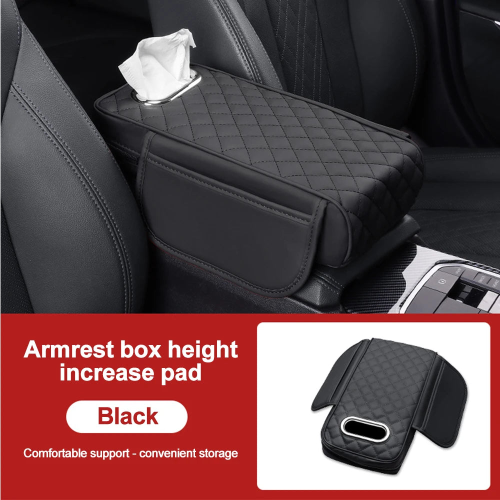 Car Center Console Protector Mat Thicken Armrest Storage Box Cushion Memory Foam Arm Rest Mat with Tissue Storage Pocket