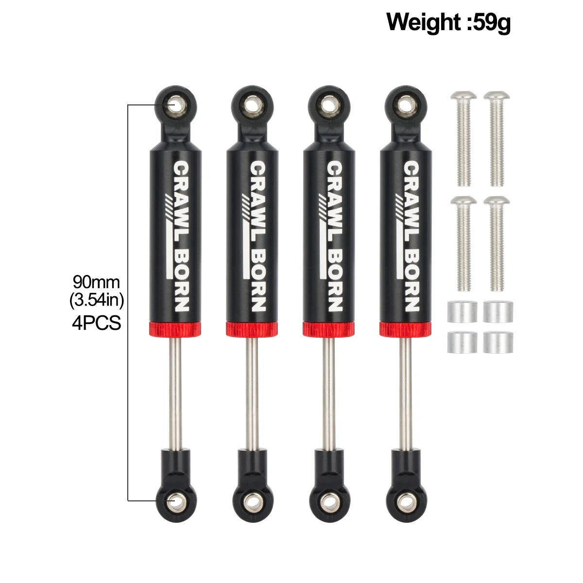 4PCS Metal Built-in Spring Shock Absorber 70/80/90/100/110mm for 1/10 RC Crawler Car A close-up view