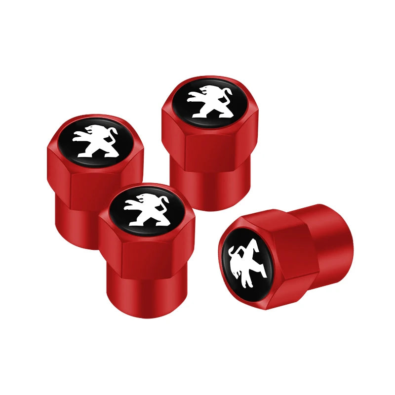 4Pcs Peugeot Logo Car Tyre Valve Caps | Aluminum Alloy Wheel Accessories for Peugeot Mod detail view