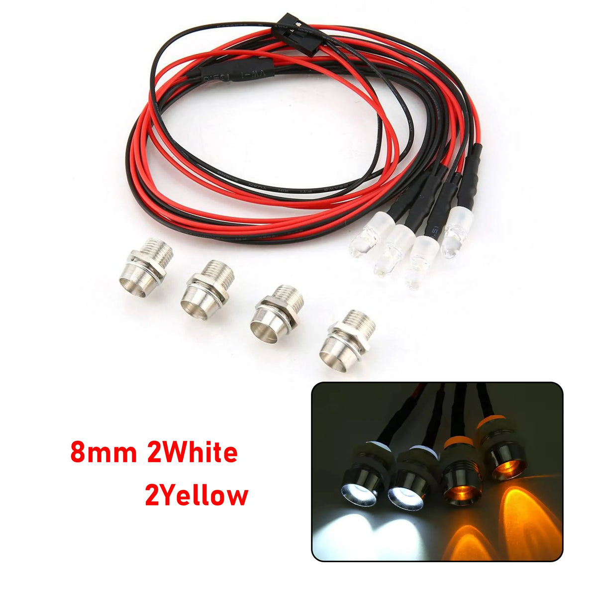 RC LED Light Kit Headlamps for 1/10 1/8 1/12 RC Car Truck Crawler Drift Car Headlight close-up view