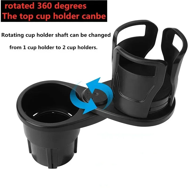 Car Cup Holder Expander with 360° Rotating Base