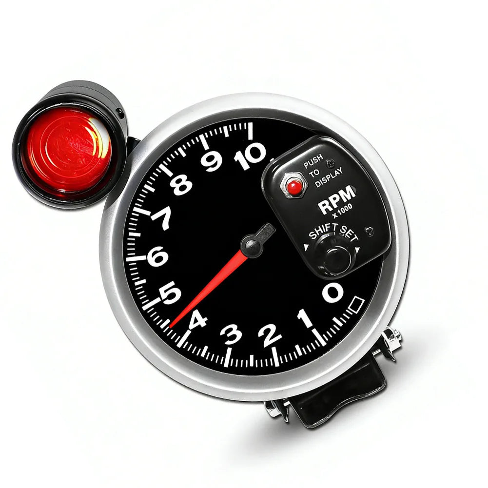 5 Inch LED Tachometer 10000RPM 127mm Black White Display | 12V Car Dashboard Gauge additional angle