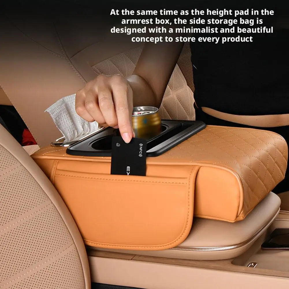 Car Armrest Cushion Organizer PU Leather Center Console Pad additional angle