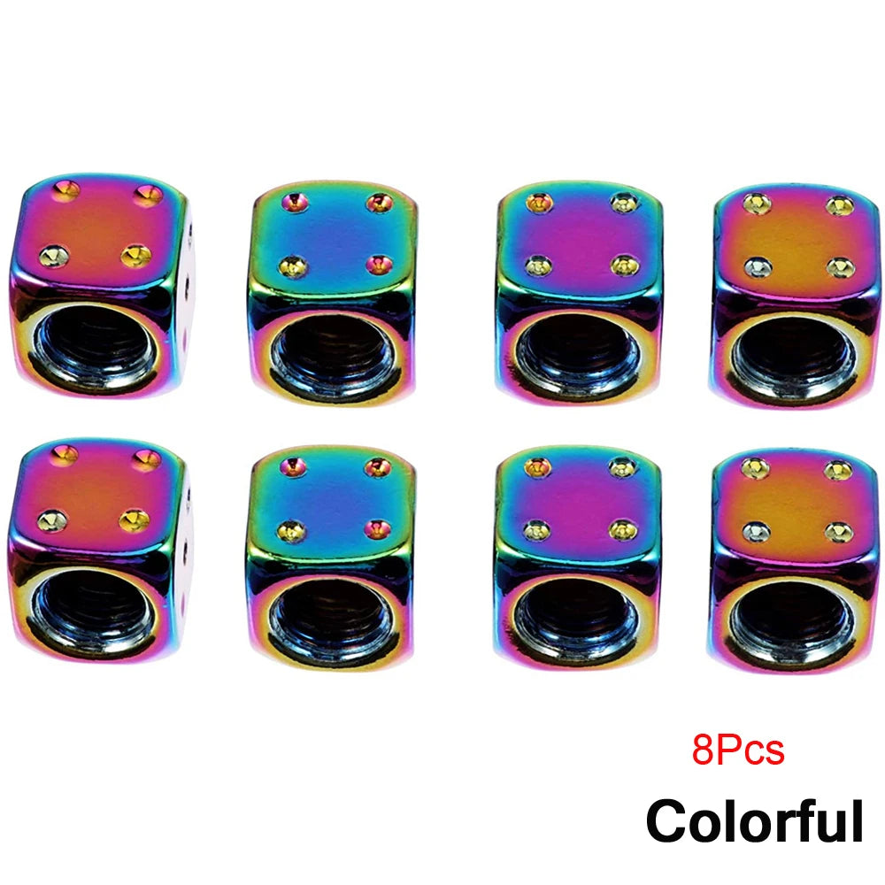 AUTCOAT Aluminum Tire Valve Caps | Dice Wheel Stem Dust Cover for Car Truck Motorcycl alternate view