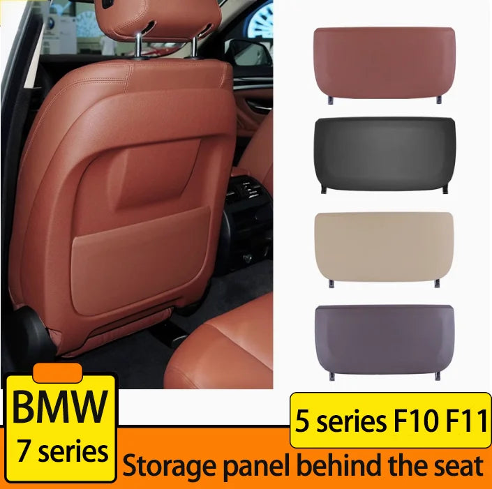 F10 F11 F01 F02 F07 Leather Car Seat Backrest Panel Storage Pocket Cover For BMW 5 7 Series 5GT 2008