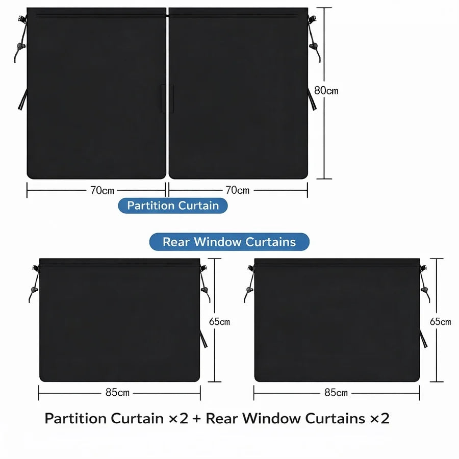 Car Privacy Curtain Window Shade Blackout Sunshade for Travel Camping Sleep Vehicle Side detail view