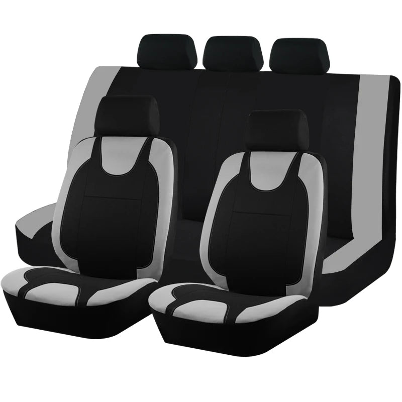 Universal Breathable Polyester Fabric Seat Covers Full Set Fit For Most Car SUV Truck close-up view