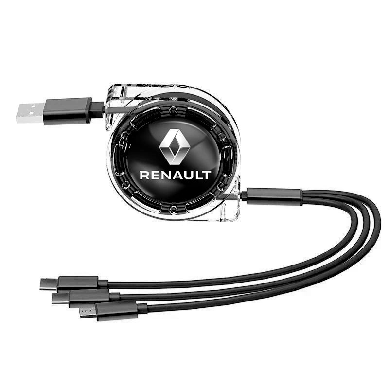 3-in-1 USB Fast Charging Cable 3A for Renault | Retractable Data Cable with 5 Gear Le alternate view