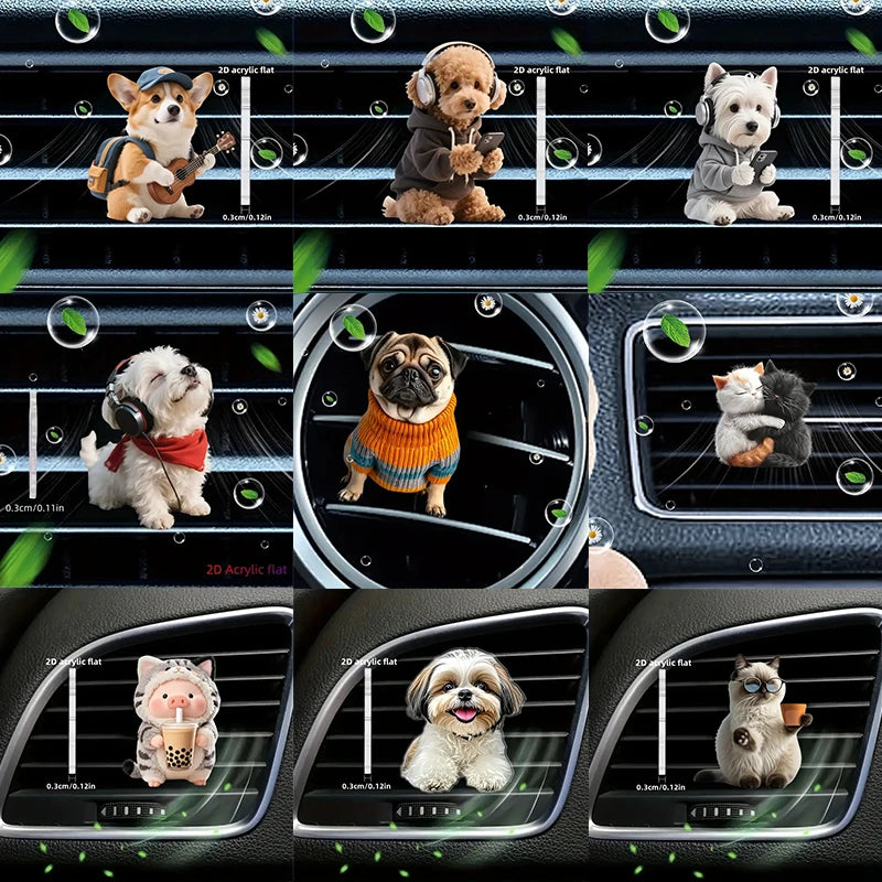 Acrylic Car Vent Clip Aromatherapy Air Freshener Holder 2D Decorative Air Conditioning Vents Accessory for Vehicle Interior
