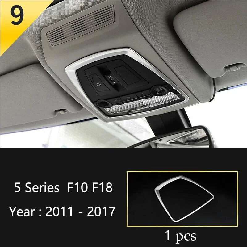 Car Interior Front Reading Lampshade, Lamp Decoration Frame For BMW 5 Series F10 F11 F close-up view