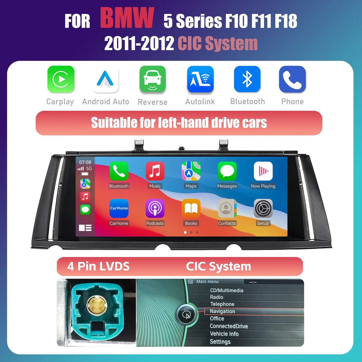 Linux Wireless Carplay Android Auto Car Radio Multimedia For BMW 5 Series F10 F11 201 lifestyle view