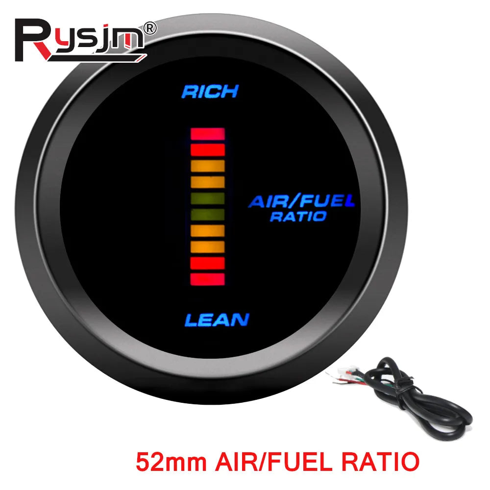 52mm Car Digital Water Temp Oil Temp Turbo Boost Gauge PSI BAR Oil Pressure Gauge Voltmeter Tachometer RPM Meter Holder Optional