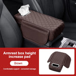Car Center Console Protector Mat Thicken Armrest Storage Box Cushion Memory Foam Arm Rest Mat with Tissue Storage Pocket
