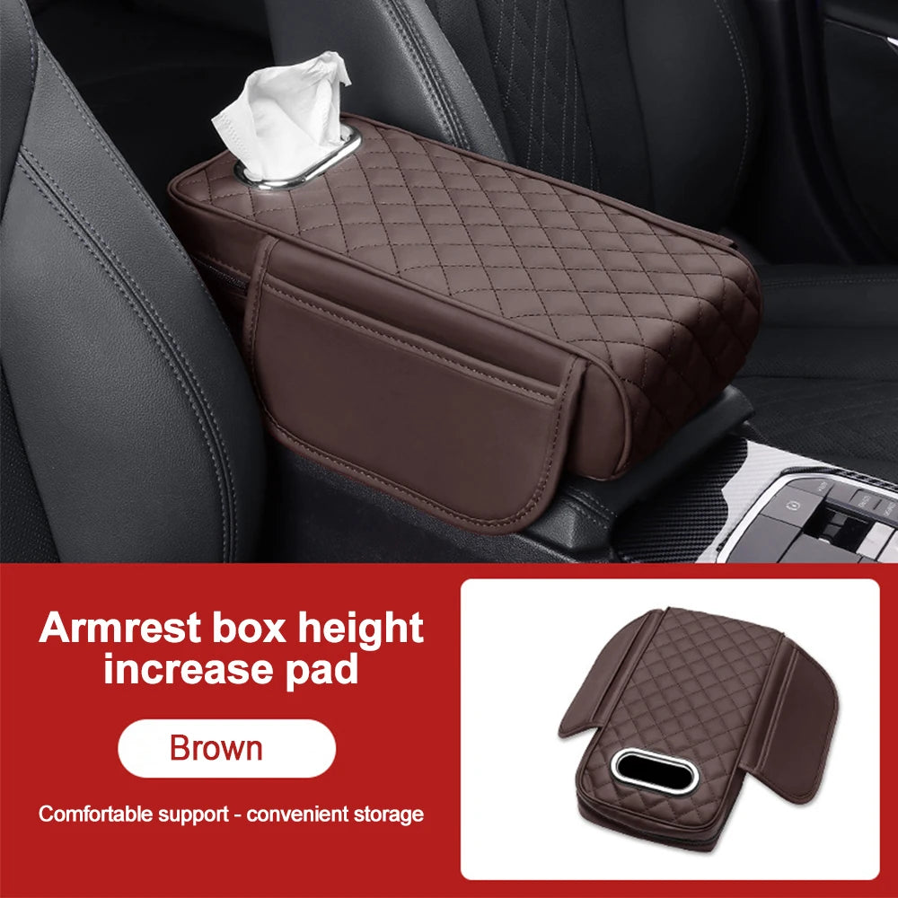 Car Center Console Protector Mat Thicken Armrest Storage Box Cushion Memory Foam Arm Rest Mat with Tissue Storage Pocket