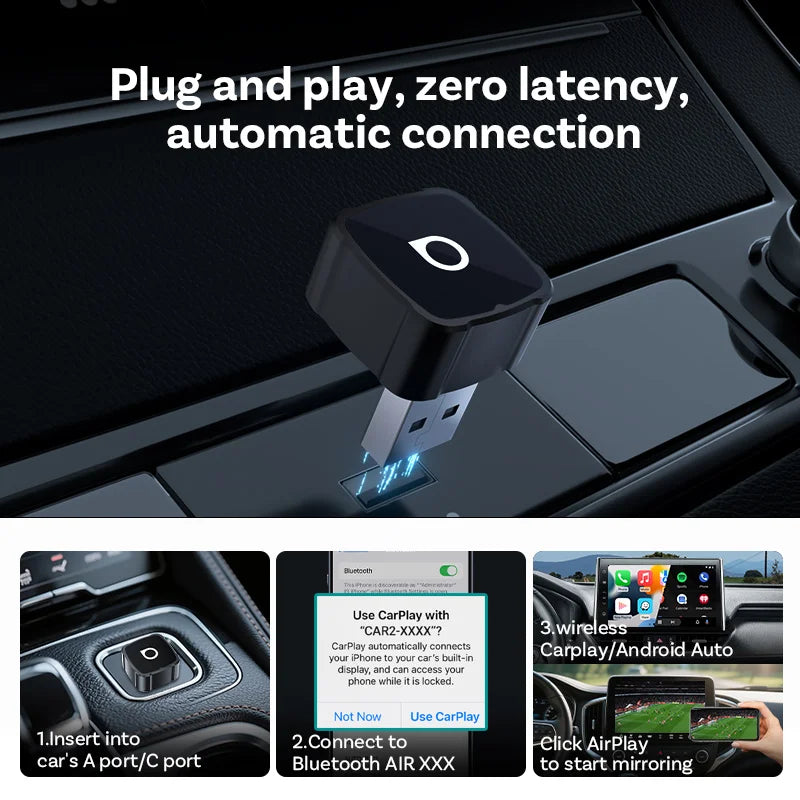 OTTOCAST MINI AIR Cube 4.0 Wireless CarPlay Android Auto Adapter 3 in 1 Dongle Airpla lifestyle view