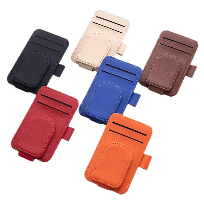 Car Sun Visor Organizer Multi-Pocket Business Card Storage Sunglasses Holder