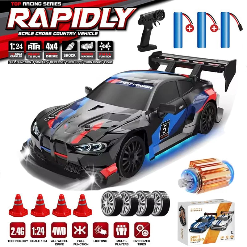 RC Drift Car 4WD Remote Control High Speed Racing Vehicle with LED Lights 2.4GHz Radio 4x4 Off-Road