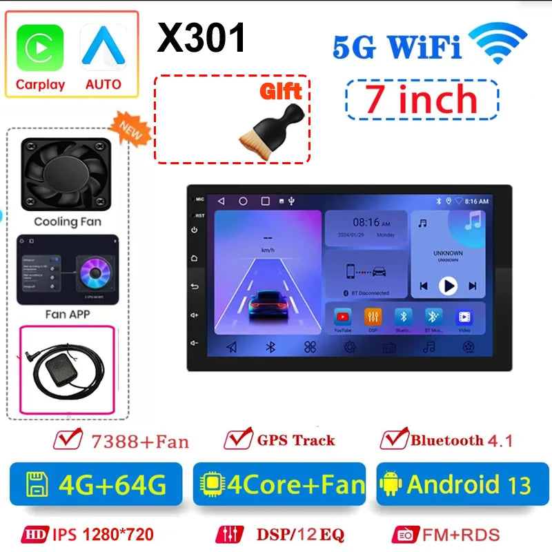 7"/9"/10" Universal 2din Android Car Radio | GPS Navigation Head Unit with Carplay detail view