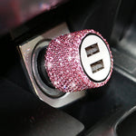 New Bling USB Car Charger 5V 2.1A Dual Port Fast Adapter Pink Car Decor Car Styling D alternate view