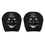 2/4PCS Creepy Face Car Headrest Covers Universal Dark Mystery Portrait Print Elastic Headrest Covers Halloween Style Car Gadgets