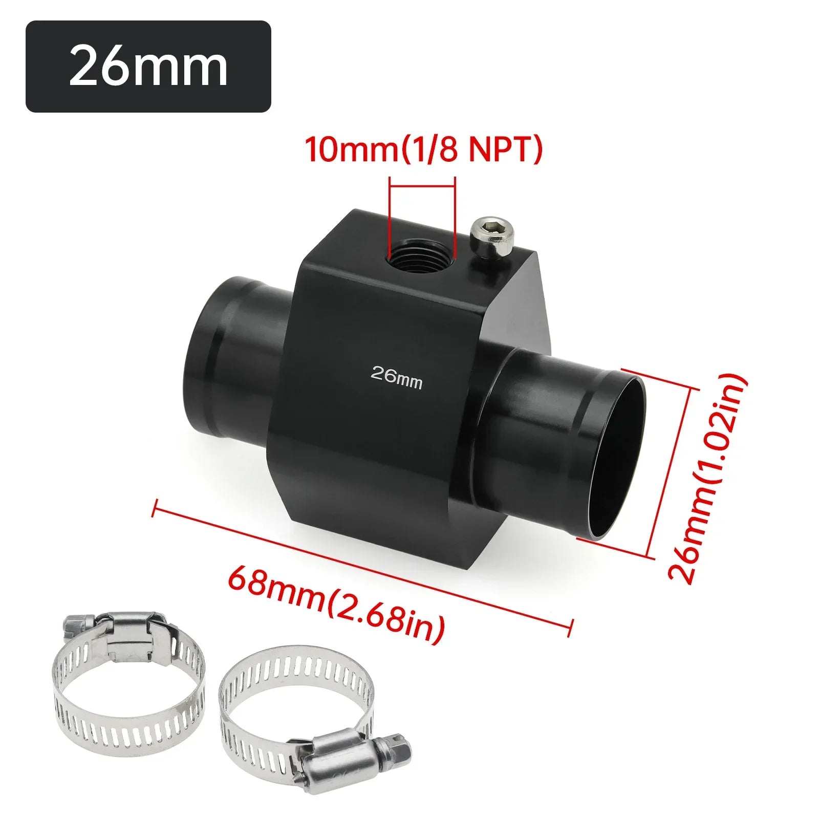 Water Temperature Sensor Adapter | Radiator Hose Gauge Adapter for Car Boat close-up view