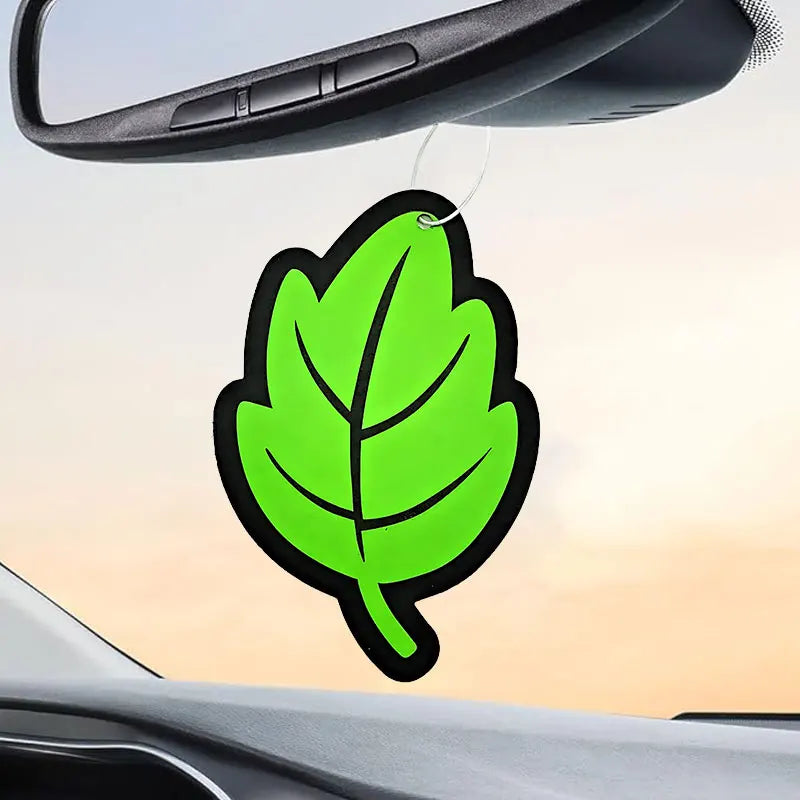 Natural Scented Tea Paper Car Air Freshener | Leaf Shape Hanging Vanilla Perfume close-up view