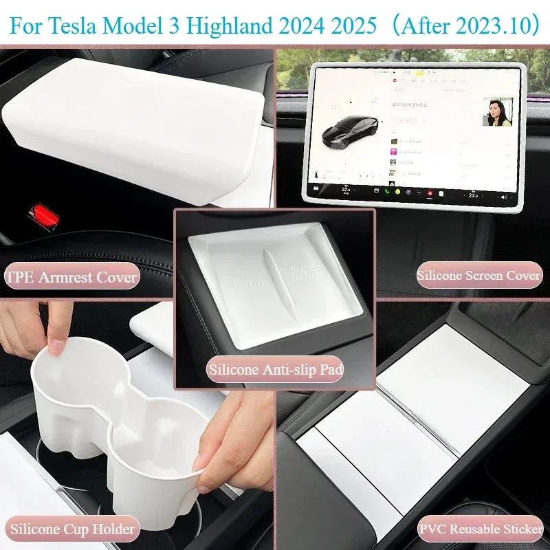 Storage Box for Tesla Model Y Juniper 2025 Accessories Center Console Armrest Stora additional angle