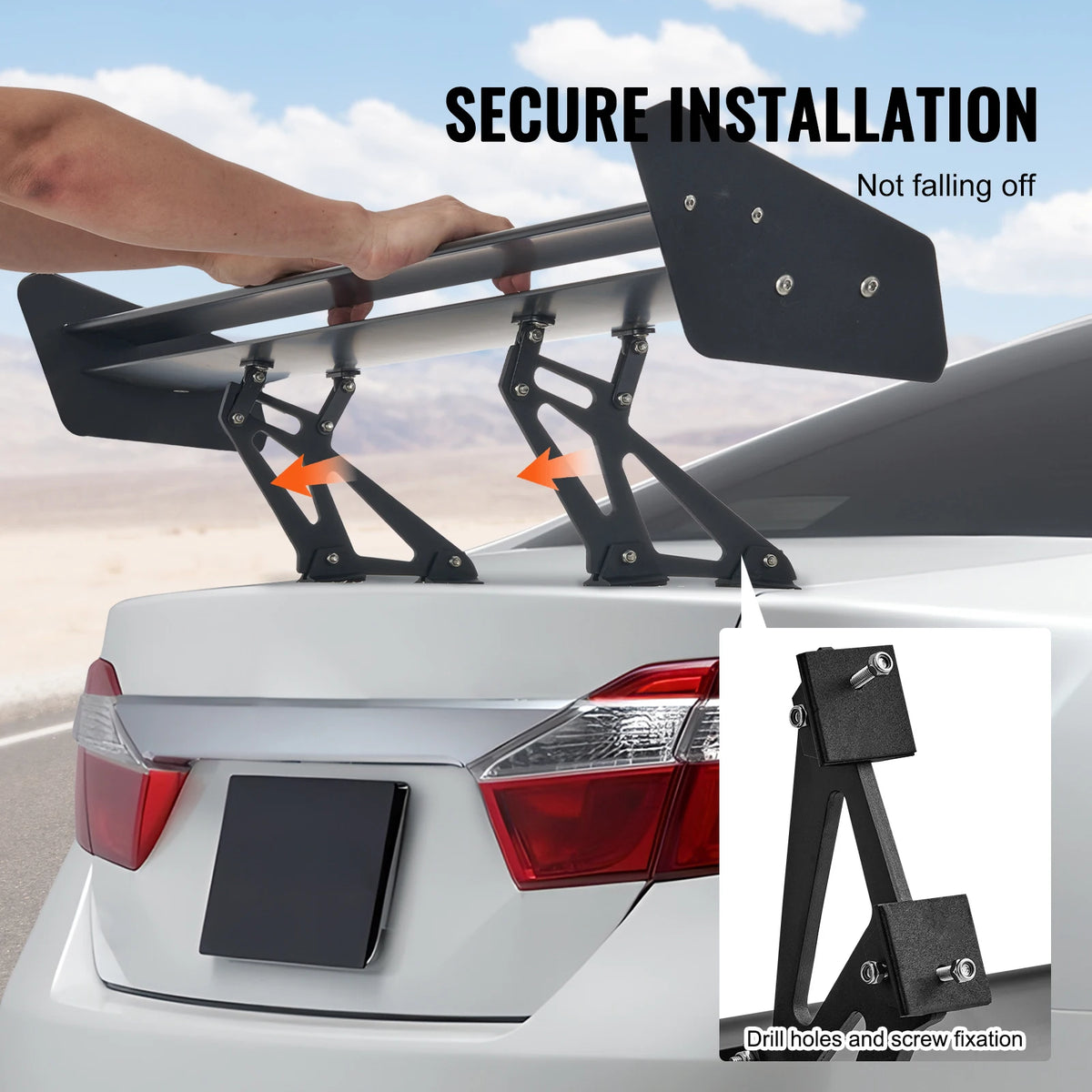 SucceBuy GT Wing Car Spoiler 53.1 inch Universal Spoiler with Double Deck Car Rear Spoiler Wing, Racing Spoiler BGW/JDM Drift